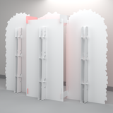 Rear view of FoldWow Cherry Shop backdrop showing fold-out support stands