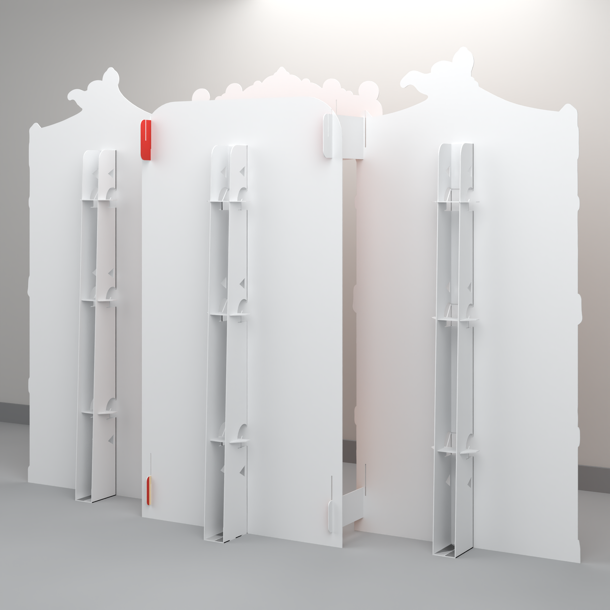 Rear view of FoldWow Big Top Circus backdrop showing fold-out support stands