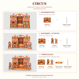 FoldWow Big Top Circus three sets: Backdrop Only, Backdrop + Cutouts, Complete Scene