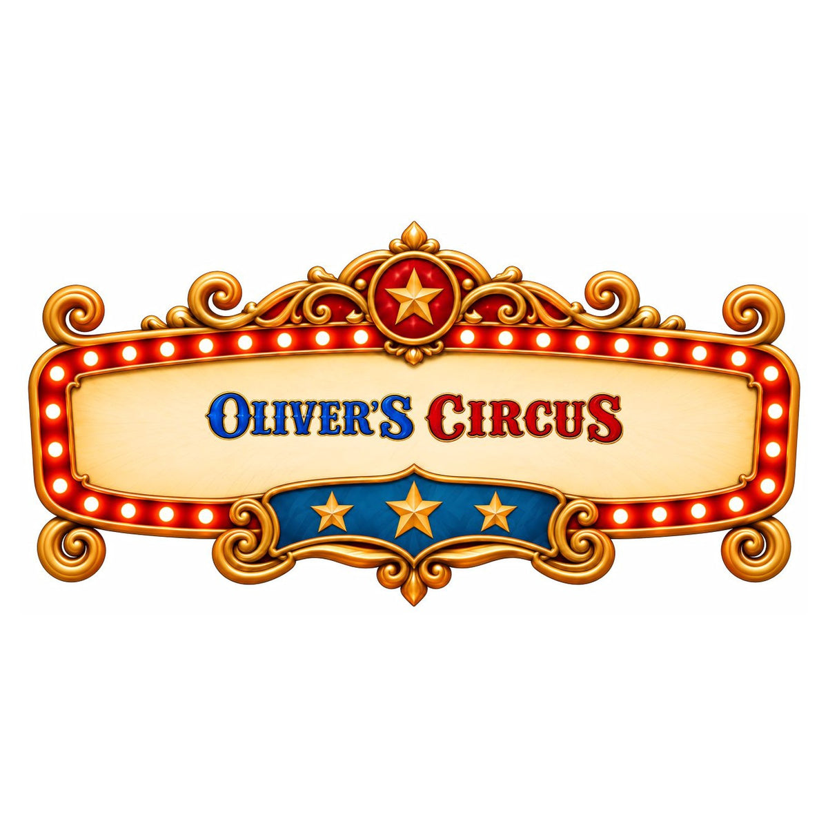 Personalized circus marquee name sign reading Oliver's Circus by FoldWow