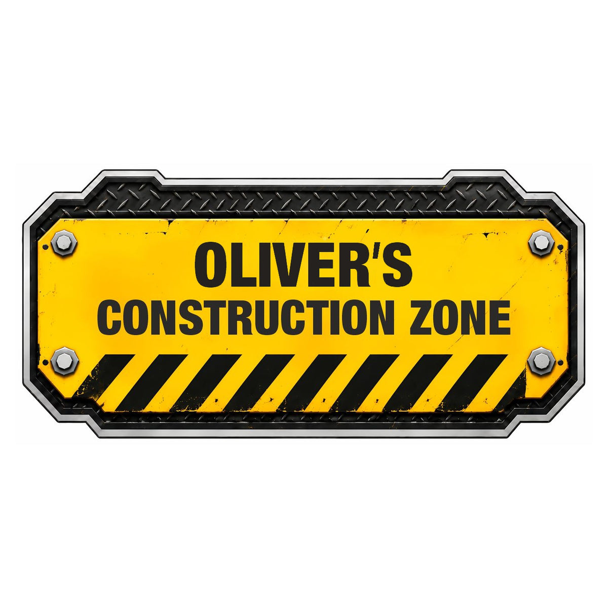 Personalized construction birthday name sign reading Oliver's Construction Zone by FoldWow