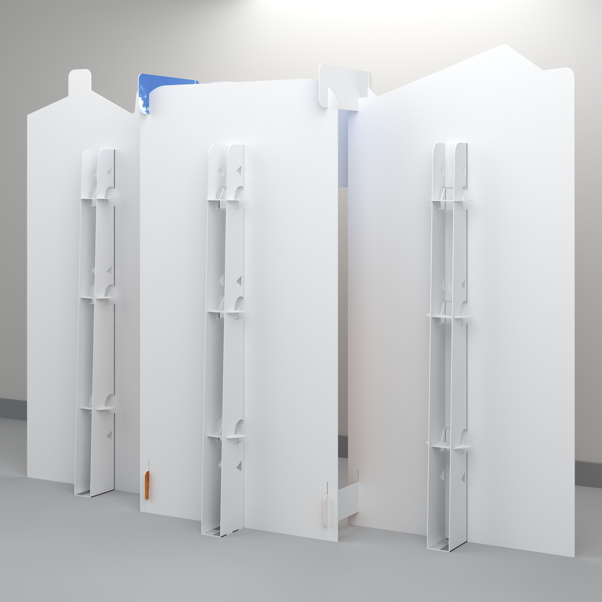 Rear view of FoldWow Construction Zone backdrop showing fold-out support stands