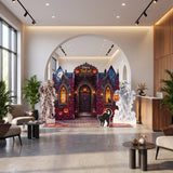 FoldWow Haunted House Halloween scene under an arched entry in a hotel lobby