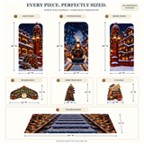 FoldWow North Pole Express dimensions: 88 in panels, 62 in sign tree, 37 in luggage, 126 x 72 in banner
