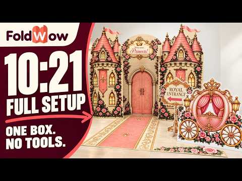 Full Princess Castle assembly at normal speed — one person, no tools, setup time 10:21.