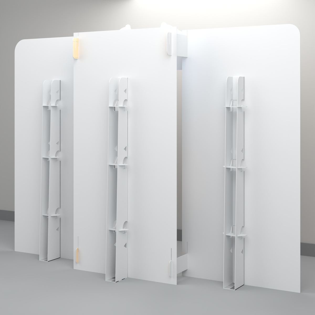 Rear view of FoldWow Race Day backdrop showing fold-out support stands