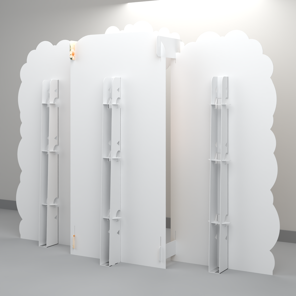 Rear view of FoldWow Baby Bear backdrop showing fold-out support stands