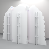 Rear view of FoldWow Unicorn Magic backdrop showing fold-out support stands
